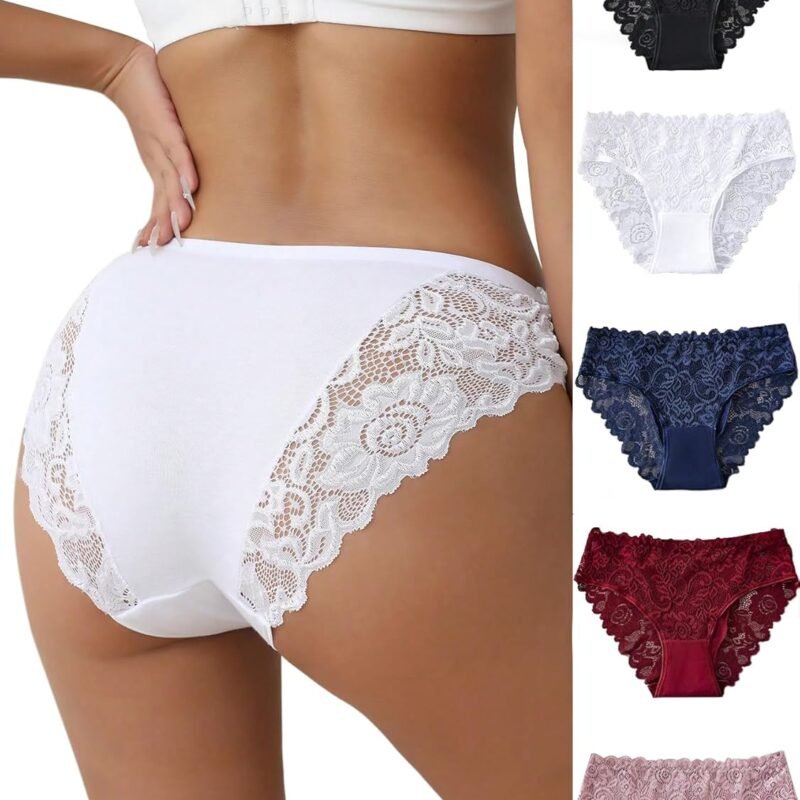 everyjoys Sexy Underwear Lace Panties for Women Bikini Underwear Hipster Underpants Lace Soft Breathe Briefs Multipack 5-Pack