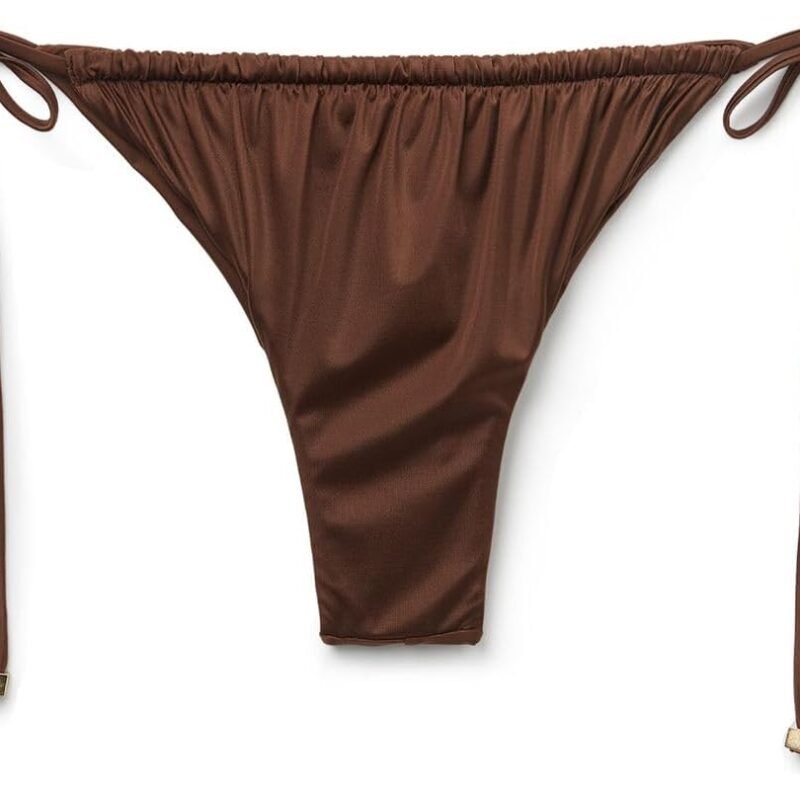 CALZEDONIA Woman's Brazilian String Swimsuit Bottom Shiny Satin