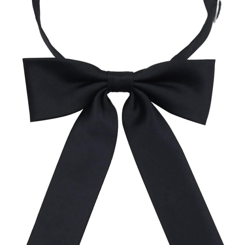 Mantieqingway Bow Ties for Women/Girls, Pre-tied Adjustable Bowties Solid Color Polyester Bow Tie for School Uniform Shirt
