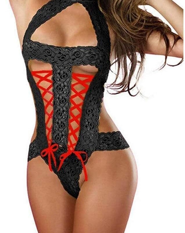 Bustier Lingerie for Women Sexy Strappy Bodysuit One Piece Lingerie Women Bow Sexy Lingerie Romper Teddies