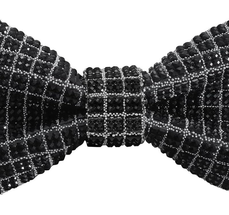 Rhinestone Bow Ties for Men, Men’s Sequin Bow Ties Pre-tied Glitter Bow Ties with Adjustable Strap for Party Wedding