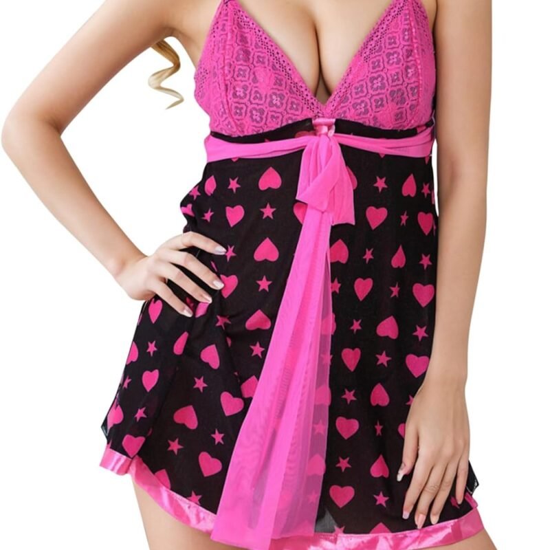 Sexy Bra And Panty Sets Bowknot Lace Up 2 Piece Lingerie Set Deep V Neck Exotic Dresses Nightie Sexy Babydoll Boudoir Outfits