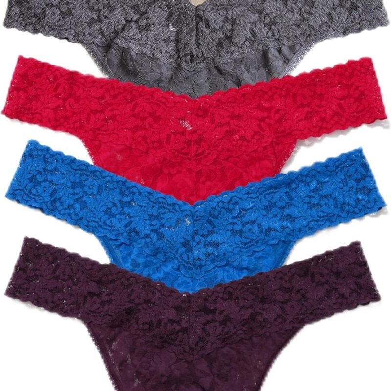 hanky panky - Signature Lace Original Rise Thongs: Summer Edition| One Size 4-14 | Lace Lingerie Underwear | 3 or 5 pack