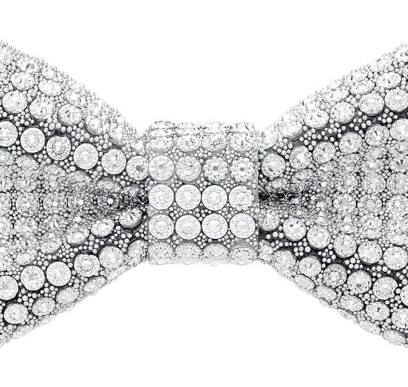 Rhinestone Bow Ties for Men, Men’s Sequin Bow Ties Pre-tied Glitter Bow Ties with Adjustable Strap for Party Wedding