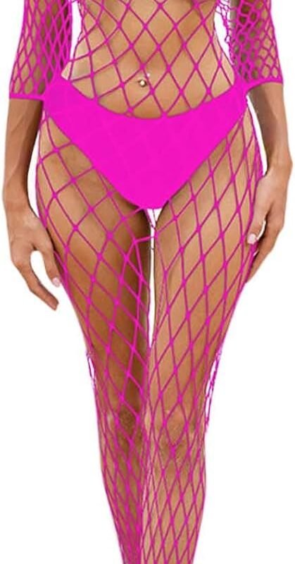 Oplxuo Cut Out Lingerie Fishnet Body Stocking Mesh See Through Bodysuit,One Piece Lingerie for Women Festival Rave Outfit