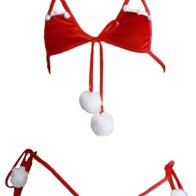 JasmyGirls Sexy Christmas Red Bra and Panty Sets Santa Lingerie for Women