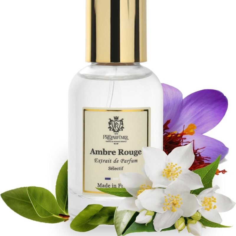 PREparfume From France Ambre Rouge 30ml – Warm Oriental Floral Scent From France – Luxury Fragrance with Saffron, Jasmine – Long Lasting Perfume With Amber and Oud Notes