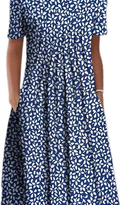 Summer Dresses for Women 2026 Casual Short Sleeve T-Shirt Dress Swing Flowy A Line Midi Dress with Pockets